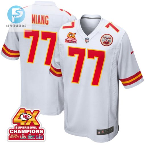 Lucas Niang 77 Kansas City Chiefs Super Bowl Lviii Champions 4X Game Men Jersey White stylepulseusa 1