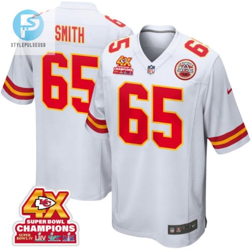 Trey Smith 65 Kansas City Chiefs Super Bowl Lviii Champions 4X Game Men Jersey White stylepulseusa 1