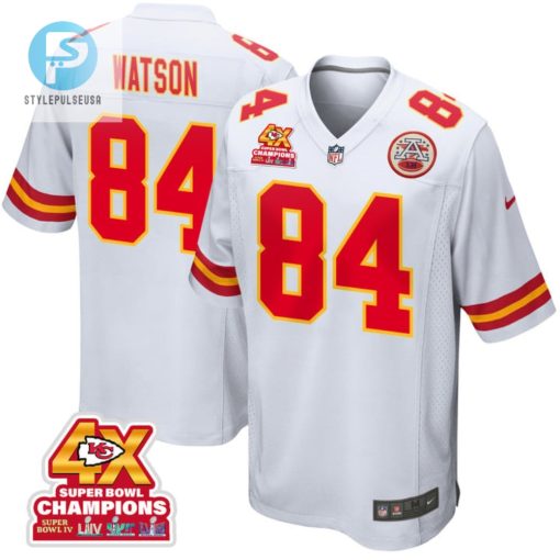 Justin Watson 84 Kansas City Chiefs Super Bowl Lviii Champions 4X Game Men Jersey White stylepulseusa 1