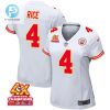 Rashee Rice 4 Kansas City Chiefs Super Bowl Lviii Champions 4X Game Women Jersey White stylepulseusa 1