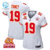 Kadarius Toney 19 Kansas City Chiefs Super Bowl Lviii Champions 4X Game Women Jersey White stylepulseusa 1