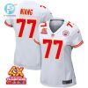 Lucas Niang 77 Kansas City Chiefs Super Bowl Lviii Champions 4X Game Women Jersey White stylepulseusa 1