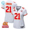 Mike Edwards 21 Kansas City Chiefs Super Bowl Lviii Champions 4X Game Women Jersey White stylepulseusa 1