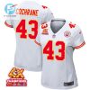 Jack Cochrane 43 Kansas City Chiefs Super Bowl Lviii Champions 4X Game Women Jersey White stylepulseusa 1