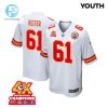 Austin Reiter 61 Kansas City Chiefs Super Bowl Lviii Champions 4X Game Youth Jersey White stylepulseusa 1