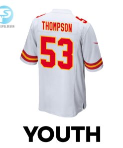 Bj Thompson 53 Kansas City Chiefs Super Bowl Lviii Champions 4X Game Youth Jersey White stylepulseusa 1 2