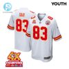 Noah Gray 83 Kansas City Chiefs Super Bowl Lviii Champions 4X Game Youth Jersey White stylepulseusa 1