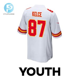 Travis Kelce 87 Kansas City Chiefs Super Bowl Lviii Champions 4X Game Youth Jersey White stylepulseusa 1 2