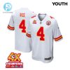 Rashee Rice 4 Kansas City Chiefs Super Bowl Lviii Champions 4X Game Youth Jersey White stylepulseusa 1