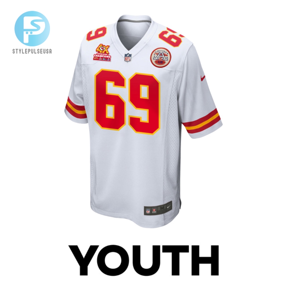 Mike Pennel 69 Kansas City Chiefs Super Bowl Lviii Champions 4X Game Youth Jersey  White 