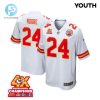 Skyy Moore 24 Kansas City Chiefs Super Bowl Lviii Champions 4X Game Youth Jersey White stylepulseusa 1