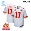 Richie James 17 Kansas City Chiefs Super Bowl Lviii Champions 4X Game Youth Jersey White stylepulseusa 1