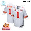 Jerick Mckinnon 1 Kansas City Chiefs Super Bowl Lviii Champions 4X Game Youth Jersey White stylepulseusa 1