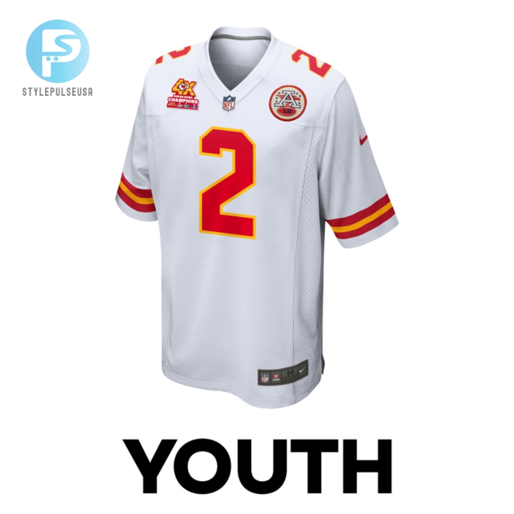 Joshua Williams 2 Kansas City Chiefs Super Bowl Lviii Champions 4X Game Youth Jersey  White 