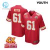 Austin Reiter 61 Kansas City Chiefs Super Bowl Lviii Champions 4X Game Youth Jersey Red stylepulseusa 1