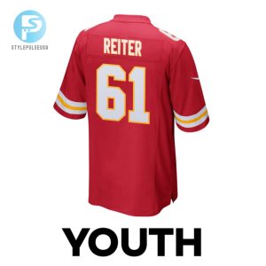 Austin Reiter 61 Kansas City Chiefs Super Bowl Lviii Champions 4X Game Youth Jersey Red stylepulseusa 1 2