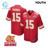 Patrick Mahomes 15 Kansas City Chiefs Super Bowl Lviii Champions 4X Game Youth Jersey Red stylepulseusa 1