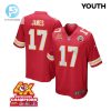 Richie James 17 Kansas City Chiefs Super Bowl Lviii Champions 4X Game Youth Jersey Red stylepulseusa 1