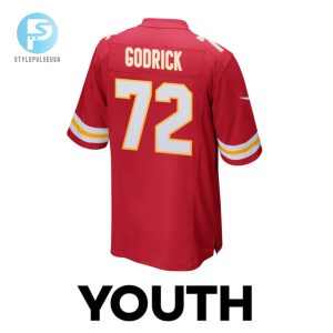 Chukwuebuka Godrick 72 Kansas City Chiefs Super Bowl Lviii Champions 4X Game Youth Jersey Red stylepulseusa 1 2
