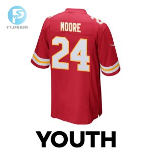 Skyy Moore 24 Kansas City Chiefs Super Bowl Lviii Champions 4X Game Youth Jersey Red stylepulseusa 1 2