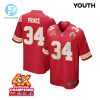 Deneric Prince 34 Kansas City Chiefs Super Bowl Lviii Champions 4X Game Youth Jersey Red stylepulseusa 1