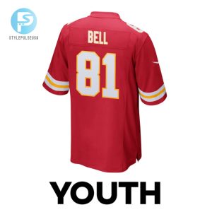 Blake Bell 81 Kansas City Chiefs Super Bowl Lviii Champions 4X Game Youth Jersey Red stylepulseusa 1 2