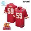 Darius Harris 59 Kansas City Chiefs Super Bowl Lviii Champions 4X Game Youth Jersey Red stylepulseusa 1