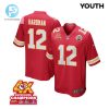 Mecole Hardman 12 Kansas City Chiefs Super Bowl Lviii Champions 4X Game Youth Jersey Red stylepulseusa 1
