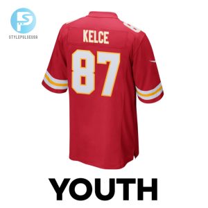 Travis Kelce 87 Kansas City Chiefs Super Bowl Lviii Champions 4X Game Youth Jersey Red stylepulseusa 1 2