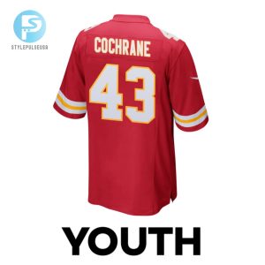 Jack Cochrane 43 Kansas City Chiefs Super Bowl Lviii Champions 4X Game Youth Jersey Red stylepulseusa 1 2