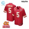 Tommy Townsend 5 Kansas City Chiefs Super Bowl Lviii Champions 4X Game Youth Jersey Red stylepulseusa 1