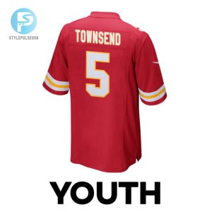 Tommy Townsend 5 Kansas City Chiefs Super Bowl Lviii Champions 4X Game Youth Jersey Red stylepulseusa 1 2