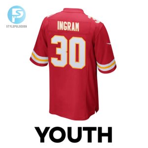 Keaontay Ingram 30 Kansas City Chiefs Super Bowl Lviii Champions 4X Game Youth Jersey Red stylepulseusa 1 2
