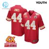 Cam Jones 44 Kansas City Chiefs Super Bowl Lviii Champions 4X Game Youth Jersey Red stylepulseusa 1
