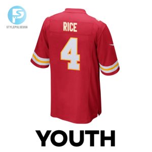 Rashee Rice 4 Kansas City Chiefs Super Bowl Lviii Champions 4X Game Youth Jersey Red stylepulseusa 1 2