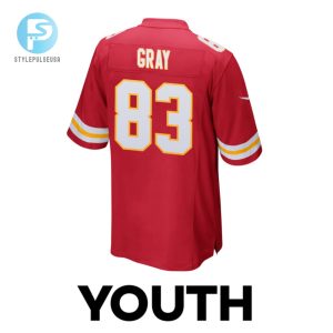 Noah Gray 83 Kansas City Chiefs Super Bowl Lviii Champions 4X Game Youth Jersey Red stylepulseusa 1 2
