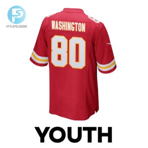 Montrell Washington 80 Kansas City Chiefs Super Bowl Lviii Champions 4X Game Youth Jersey Red stylepulseusa 1 2