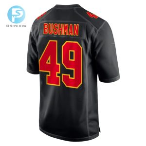 Matt Bushman 49 Kansas City Chiefs Super Bowl Lviii Champions 4 Stars Patch Fashion Game Men Jersey Carbon Black stylepulseusa 1 2