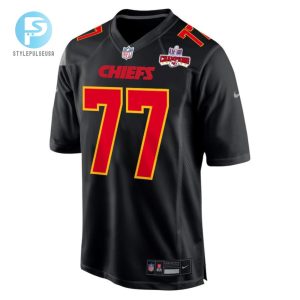 Lucas Niang 77 Kansas City Chiefs Super Bowl Lviii Champions 4 Stars Patch Fashion Game Men Jersey Carbon Black stylepulseusa 1 1