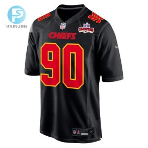 Charles Omenihu 90 Kansas City Chiefs Super Bowl Lviii Champions 4 Stars Patch Fashion Game Men Jersey Carbon Black stylepulseusa 1 1