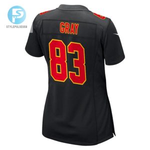 Noah Gray 83 Kansas City Chiefs Super Bowl Lviii Champions 4 Stars Patch Fashion Game Women Jersey Carbon Black stylepulseusa 1 2