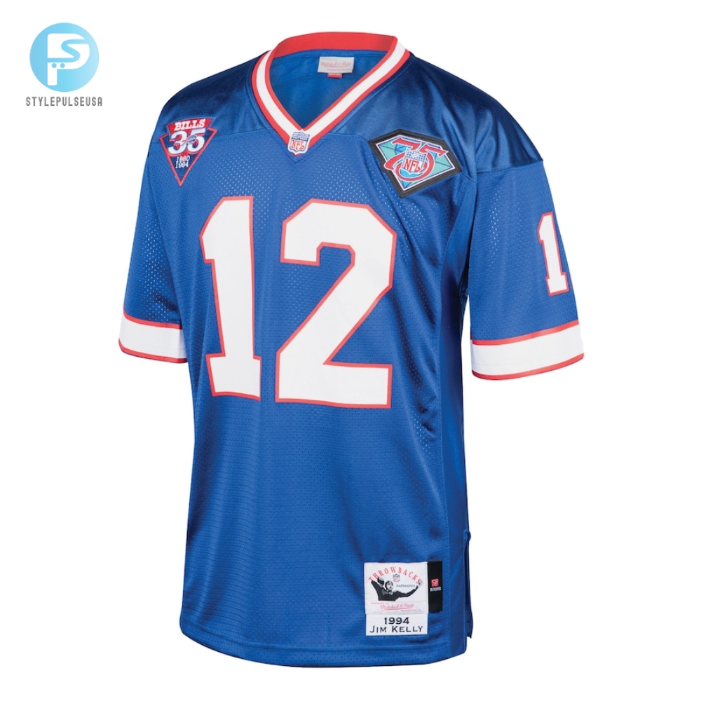 Mens Buffalo Bills 1994 Jim Kelly Mitchell  Ness Royal Authentic Throwback Retired Player Jersey 