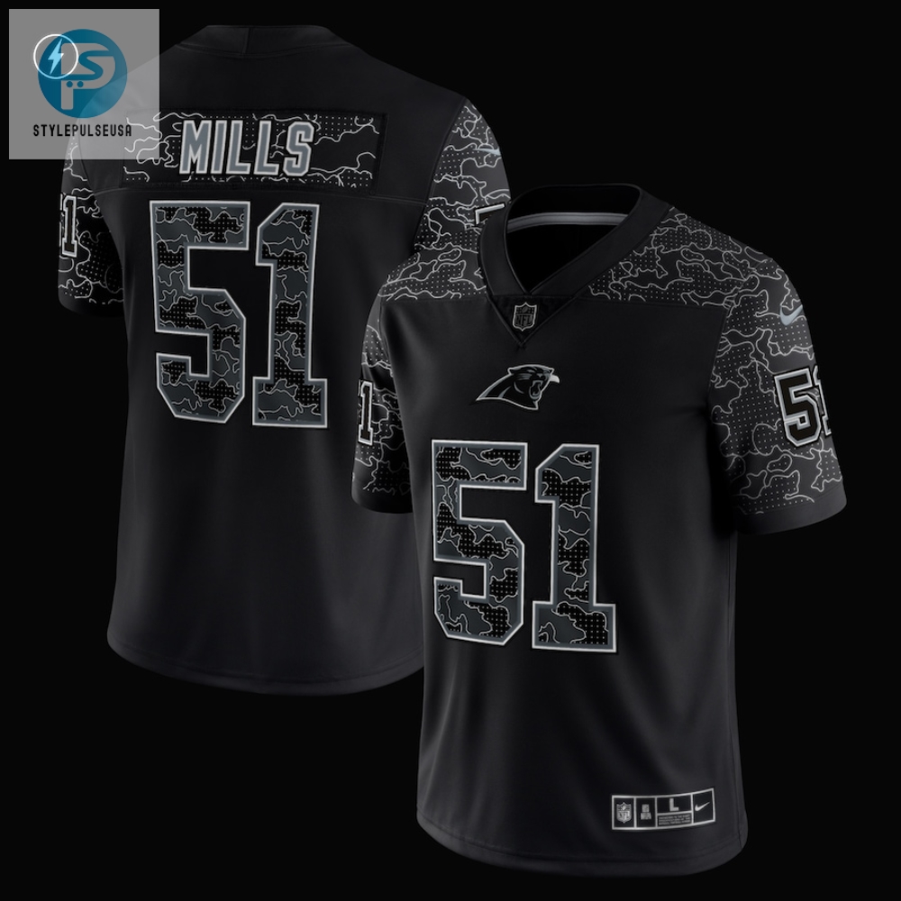 Mens Carolina Panthers Sam Mills Nike Black Retired Player Rflctv Limited Jersey 