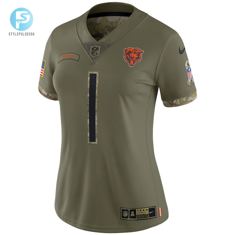 Womens Chicago Bears Justin Fields Nike Olive 2022 Salute To Service Limited Jersey 