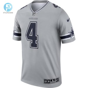 Mens Dallas Cowboys Dak Prescott Nike Gray Inverted Legend Jersey stylepulseusa 1 1