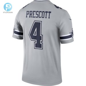 Mens Dallas Cowboys Dak Prescott Nike Gray Inverted Legend Jersey stylepulseusa 1 2