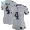 Womens Dallas Cowboys Dak Prescott Nike Gray Inverted Legend Jersey stylepulseusa 1