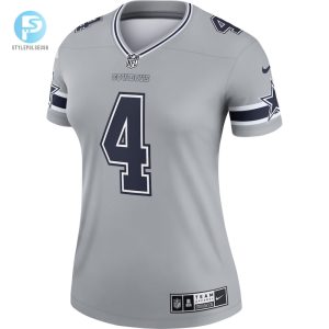 Womens Dallas Cowboys Dak Prescott Nike Gray Inverted Legend Jersey stylepulseusa 1 1