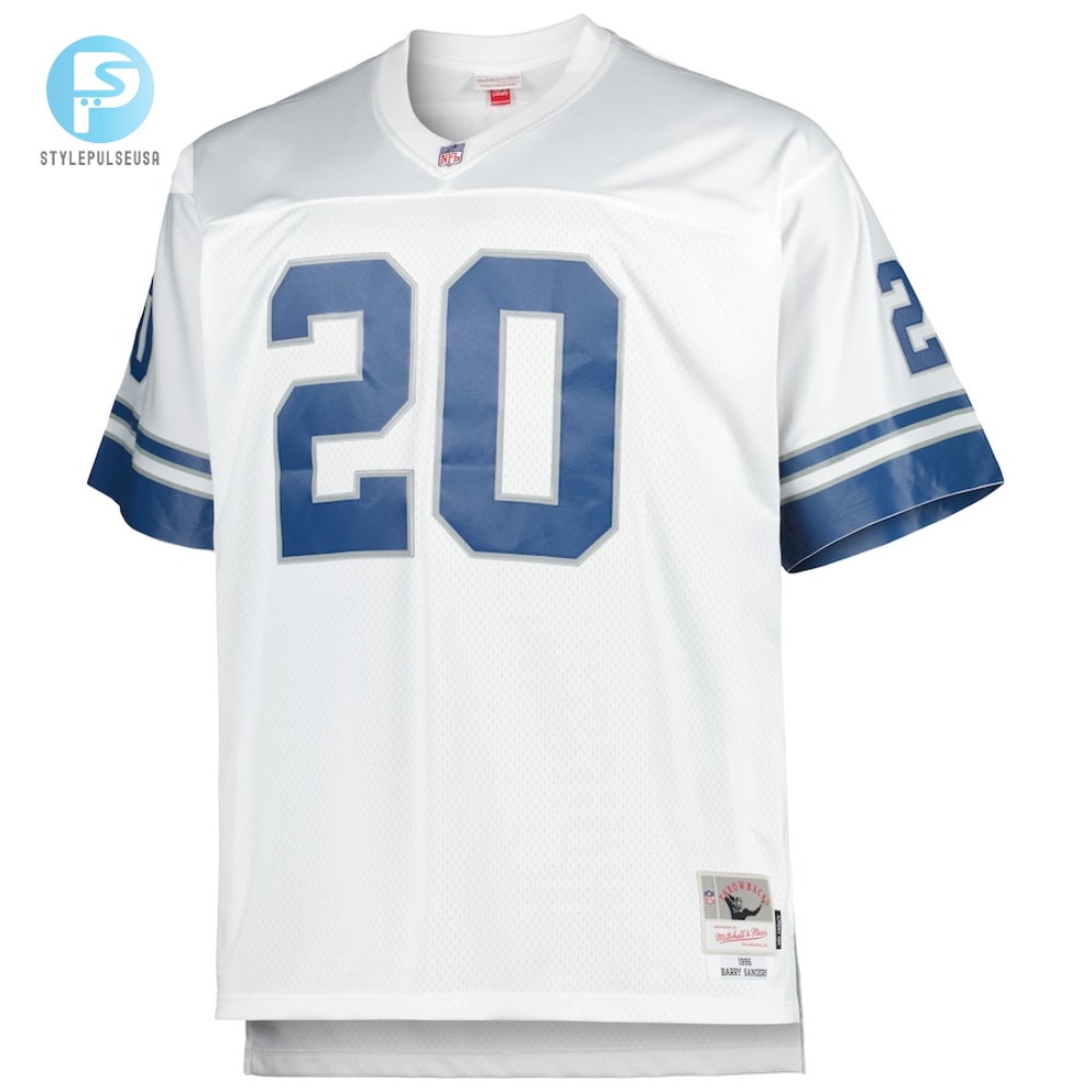 Mens Detroit Lions Barry Sanders Mitchell  Ness White Big  Tall 1996 Retired Player Replica Jersey