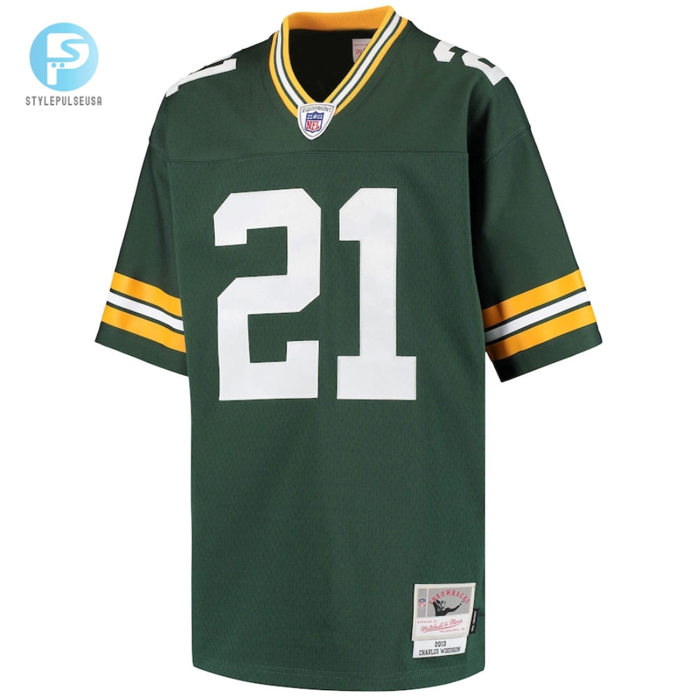 Youth Green Bay Packers Charles Woodson Mitchell  Ness Green Retired Player Legacy Jersey 